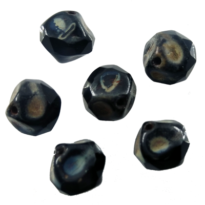 (Latviski) pērle 9mm (6gab) melna pārklāta "Black lustered"