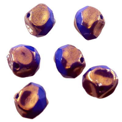 (Latviski) pērle 9mm (6gab) zila ar bronzu "Medium Royal Blue/Bronze"