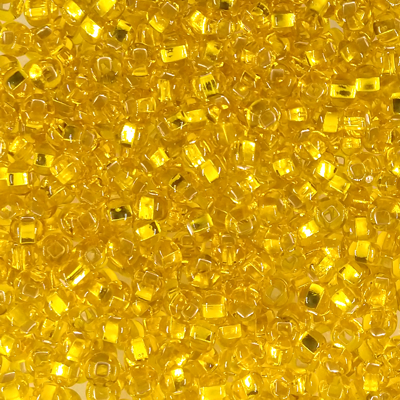 seed beads N8 [] Yellow silver lined (25g) Czech - j1989