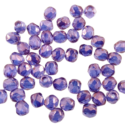 bead firepolished 4mm Purple Vega On Crystal lustered (50pcs) Czech - c188