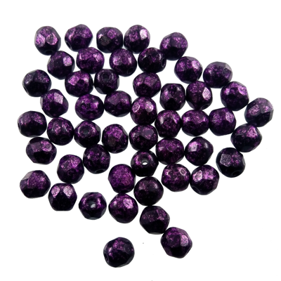 bead firepolished 4mm violet frosted (50pcs) Czech - c196