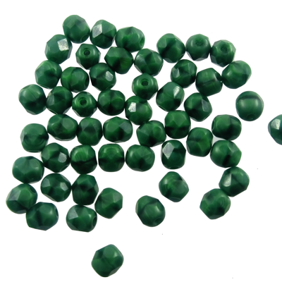 bead firepolished 4mm green (50pcs) Czech - c204