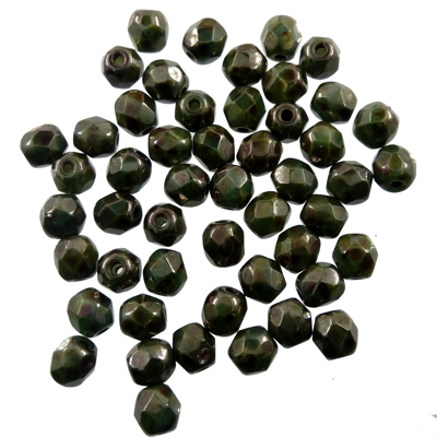 bead firepolished 4mm d.green vacuum coated (50pcs) Czech - c207