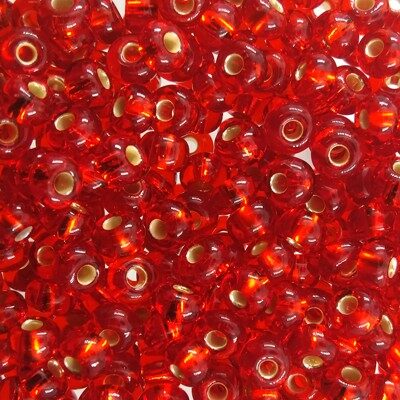 seed beads N6 light Siam Ruby silver lined (25g) Czech - j385