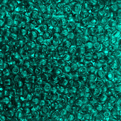 seed beads N9 Teal Green transp. (25g) Czech - j397