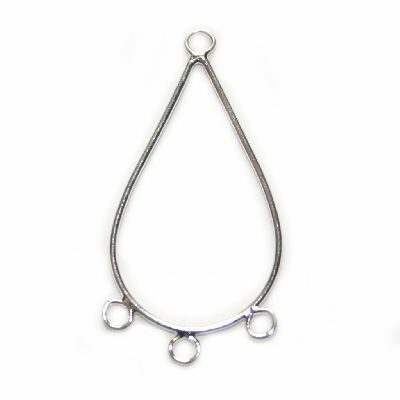 teardrop with loops 4.2 cm silver plated - f1959