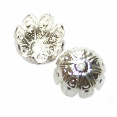 flower cap 10.5 mm silver plated - f2068
