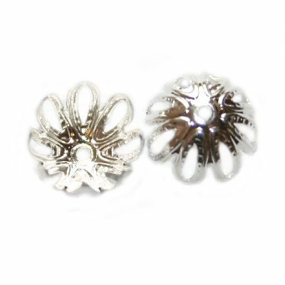 flower cap 11 mm silver plated - f2069