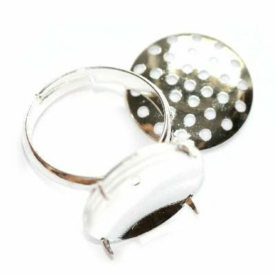 adjustable ring with 13mm shieve silver plated - f2510