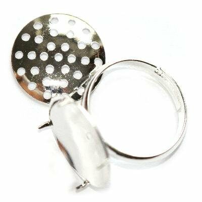 adjustable ring with 16 mm shieve silver plated - f2511
