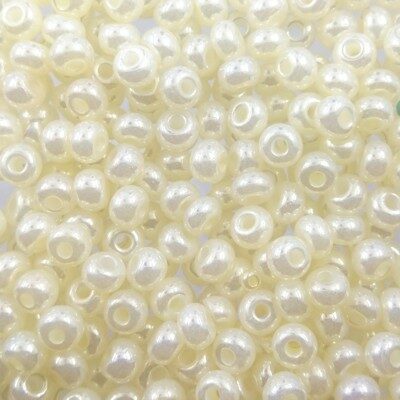 seed beads N6 off white pearl (25g) Czech - j636