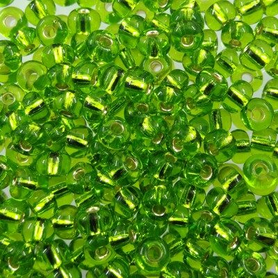 seed beads N5 Chartreuse silver lined (25g) Czech - j637
