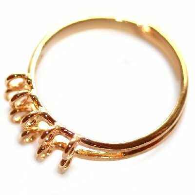 adjustable ring with 10 soldered strands gold plated - f3080