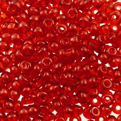 seed beads N6 red light Siam Ruby transp. (25g) Czech - j685