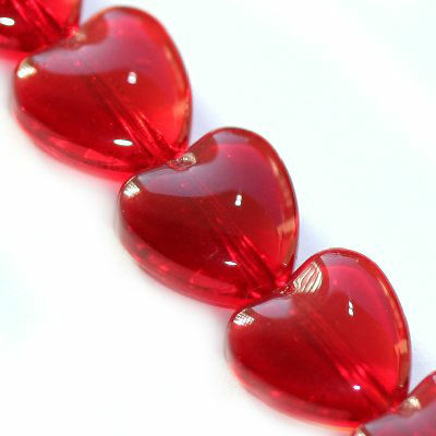 bead heart 10mm (10pcs) red - f3611