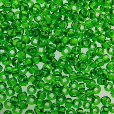 seed beads N8 transp. green Chrysolite (25g) Czech - j137
