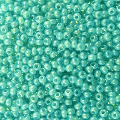 seed beads N10 Turquoise Green lustered (25g) Czech - j178