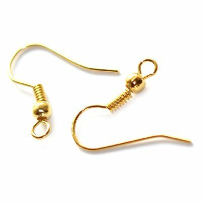 ear wire with ball and coil gold color - f4082