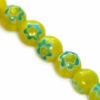 bead round 6mm millefiori (20pcs) yellow - f4391