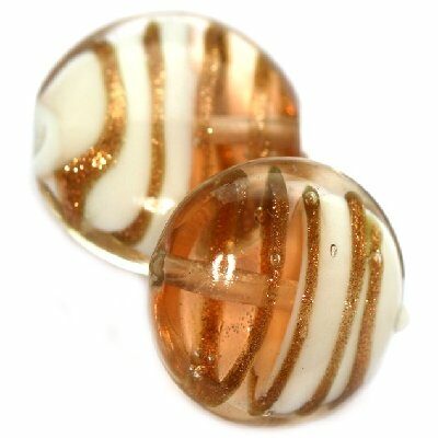lampwork gold blast coin mango with white 20 mm - f5220