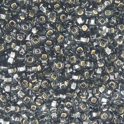 seed beads N8 Black Diamond silver lined (25g) Czech - j1054