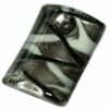 lampwork pendant rectangle black zigzags 34x45mm - f7324