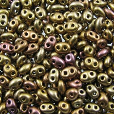 seed beads TWIN 2.5x5mm Redbrown mat.metal (25g) Czech - j2041