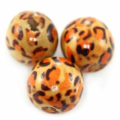 wooden beads round 14mm leopard (10pcs) - f7872