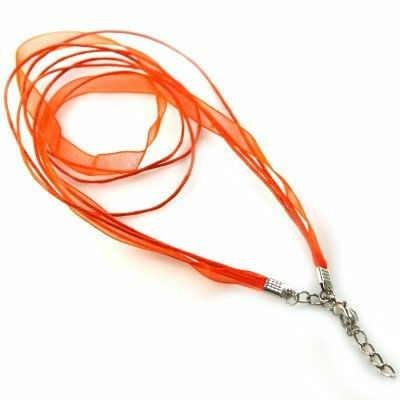 necklace cord with ribbon orange 48cm - f7940