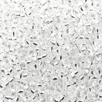 seed beads N9 crystal silver lined (25g) Czech - j094