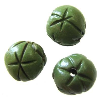 bead round 14mm clay green (10pcs) India - b313-2