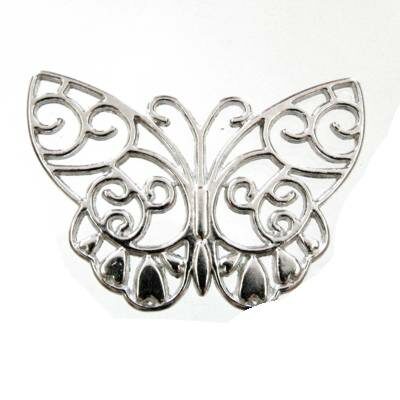metal butterfly 28x38mm silver color - s16241