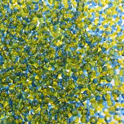 seed beads N11 Yellow/Blue Harlequin (25g) Czech - j1227