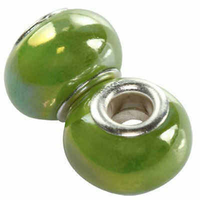 modular bead ceramic Shining AB Green 10x13mm - f10963