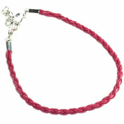 modular leather woven bracelet 19cm pink - f10508