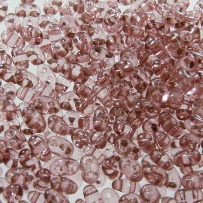 seed beads TWIN 2.5x5mm Rose Powder solgel dyed (25g) Czech - j2073