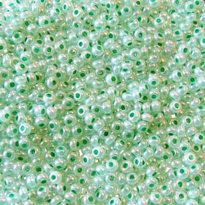 seed beads N10 Grey Pearl Green terra color lined (25g) Czech - j1265
