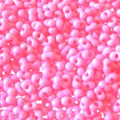 seed beads two-piece 2x4mm Neon Pink matt (25g) Czech - j1248