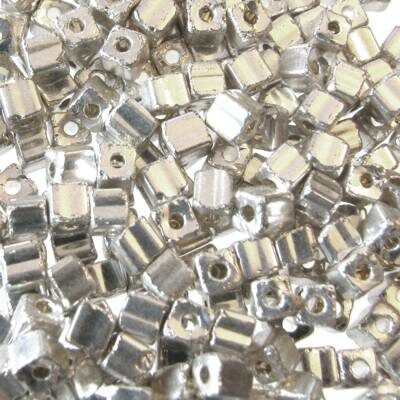 beads angular 3.4x3.4mm Silver Metallic (25g) Czech - j1251