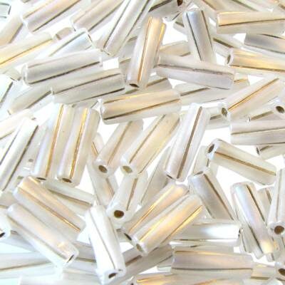 bugles 10x3.5mm Crystal AB silver lined (25g) Czech - j1258