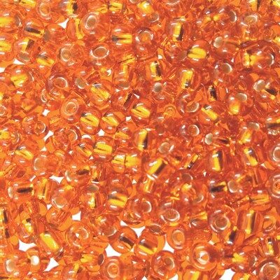 seed beads N7 Orange silver lined (25g) Czech - j155
