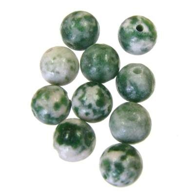 (Latviski) pērle apaļa 6mm Green Spot Stone (10gab)