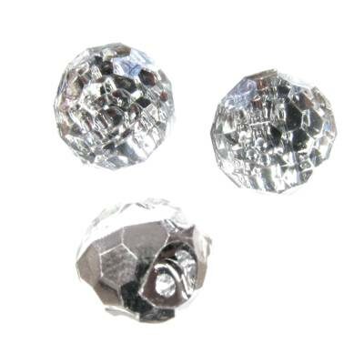 bead-button 12x11mm plastic clear  silver plated - s15091