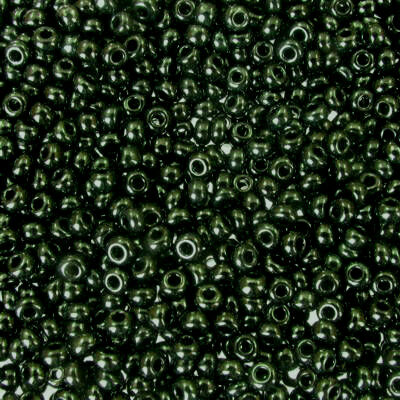 seed beads N10 Dark Green lustered (25g) Czech - j1335