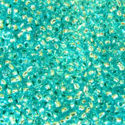 seed beads N10 Turquoise Green silver lined dyed (25g) Czech - j1354