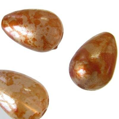 bead drop 15x10mm plastic marble (10pcs) orange - f7771