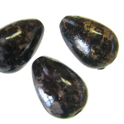 bead drop 15x10mm plastic marble (10pcs) brown - f7803