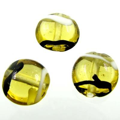 bead round flat 12x7.5 yellow - k853-dz