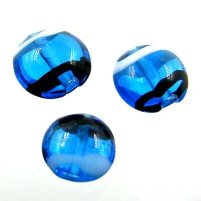 bead round flat 12x7.5 blue - k853-zi