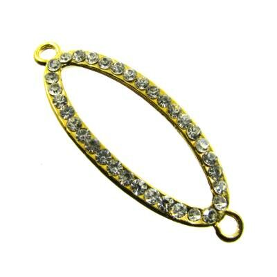 connecor oval 18x48x3mm gold color with rhinestone - k921